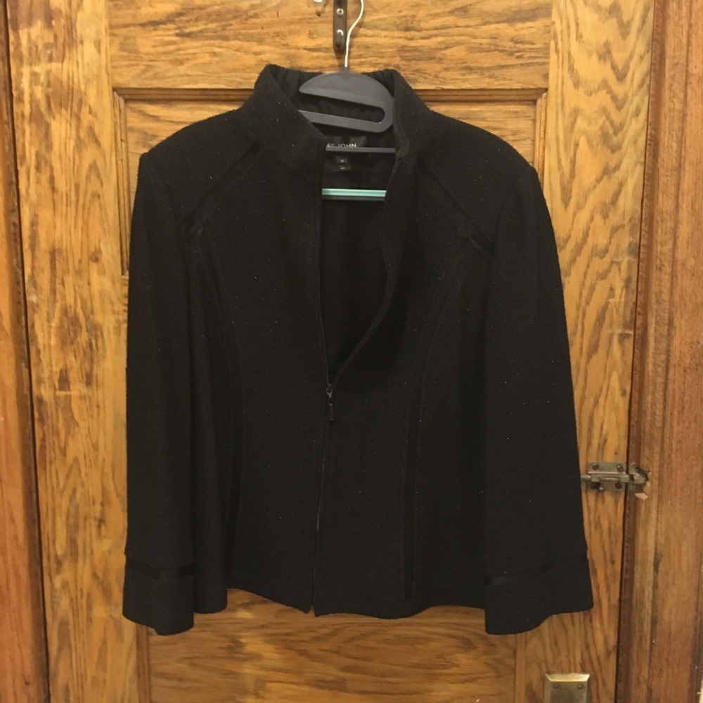St. John Black Tweed Evening Jacket Size US10
